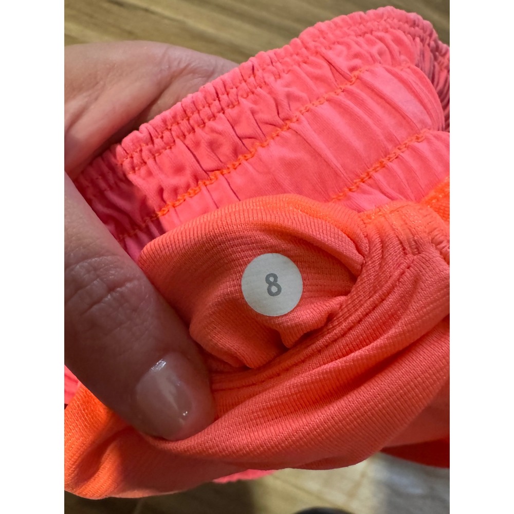 Lululemon Hotty Hot Low-Rise Lined Running Shorts Neon Orange Pink Size 8 - Picture 2 of 6